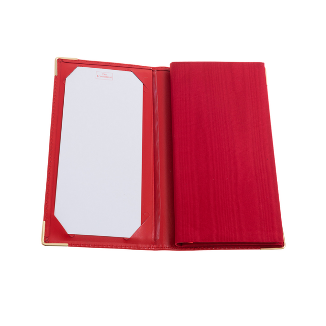 2027 Calendar Year Planner - 12 Month (175mm x 94mm) Week-to-View Diary - Red Fine Grain Leather Cover - The Economist Wallet Diary Range (EWALDR-27)