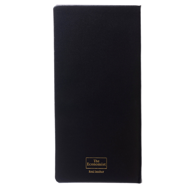 2027 Calendar Year Planner - 12 Month (120mm x 60mm) Week-to-View Diary - Luxury Italian Leather Cover in Black - The Economist Mini Diary Range (EMDBLK-27)