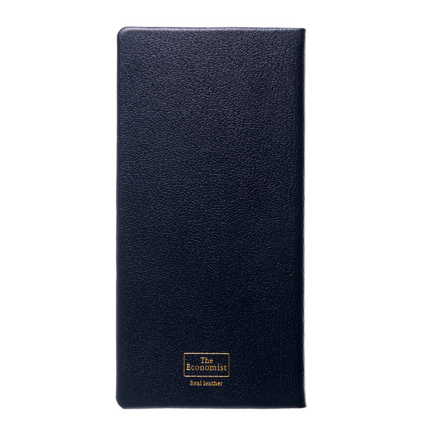 2027 Calendar Year Planner - 12 Month (170mm x 85mm) Week-to-View Diary - Luxury Leather Cover in Blue - The Economist Pocket Diary Range (EPDBLU-27)