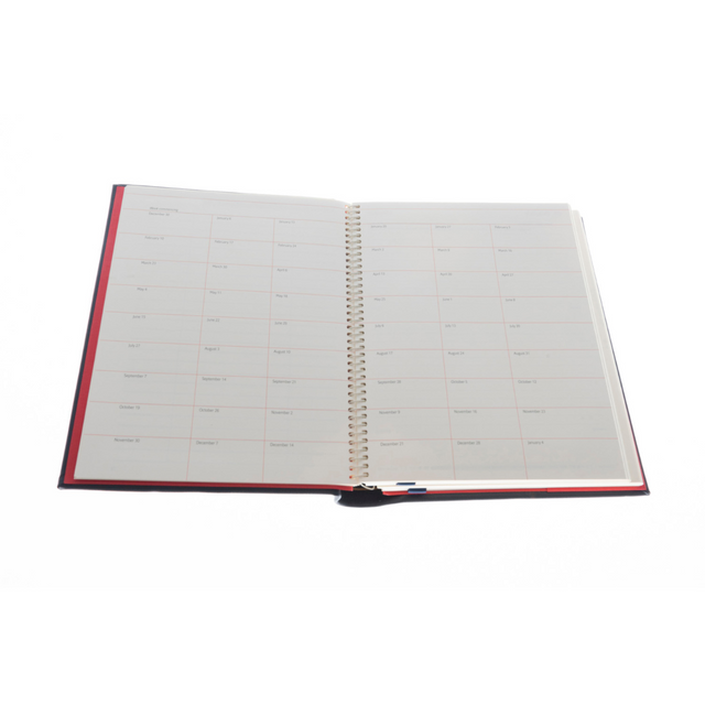 2027 Calendar Year Planner – 12 Month (260 x 210mm) Day-to-Page Diary – Luxury Leather Cover in Blue - The Economist Desk Diary Range (EPADBLU-27)