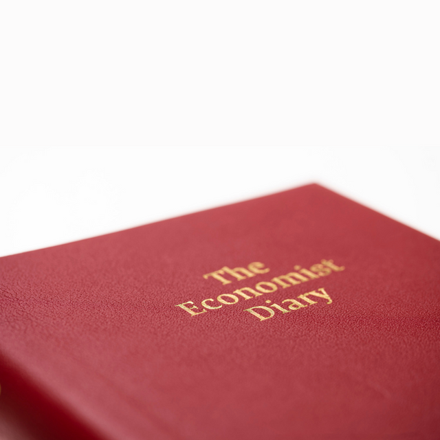 2027 Calendar Year Planner – 12 Month (260 x 210mm) Day-to-Page Diary – Luxury Leather Cover in Red - The Economist Desk Diary Range (EPADR-27)
