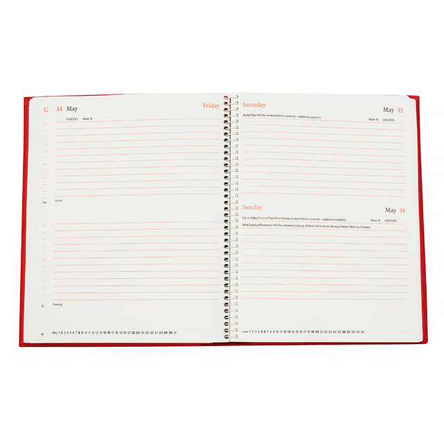 2027 Calendar Year Planner – 12 Month (260 x 210mm) Day-to-Page Diary – Luxury Leather Cover in Blue - The Economist Desk Diary Range (EPADBLU-27)