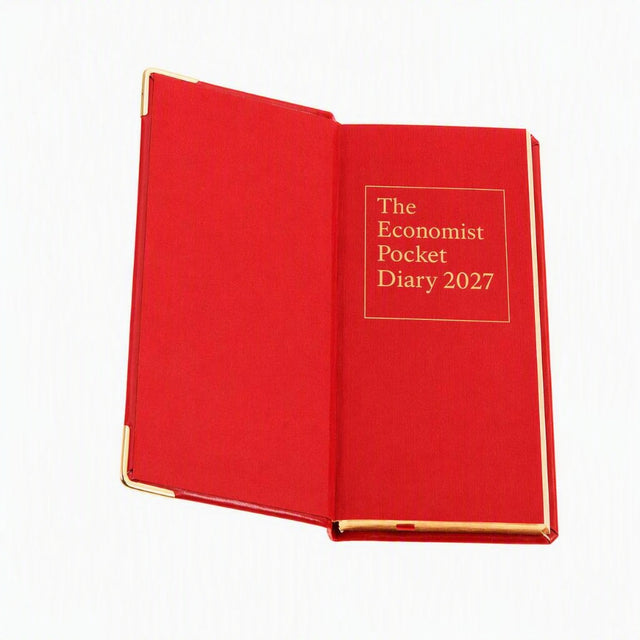 2027 Calendar Year Planner - 12 Month (170mm x 85mm) Week-to-View Diary - Luxury Leather Cover in Red - The Economist Pocket Diary Range (EPDR-27)