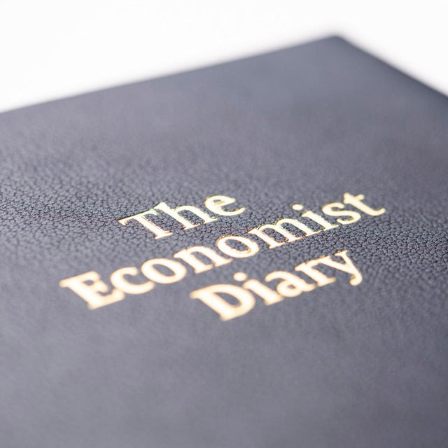 2027 Calendar Year Planner – 12 Month (260 x 210mm) Week-to-View Diary – Luxury Leather Cover in Blue - The Economist Desk Diary Range (EDDBLU-27)