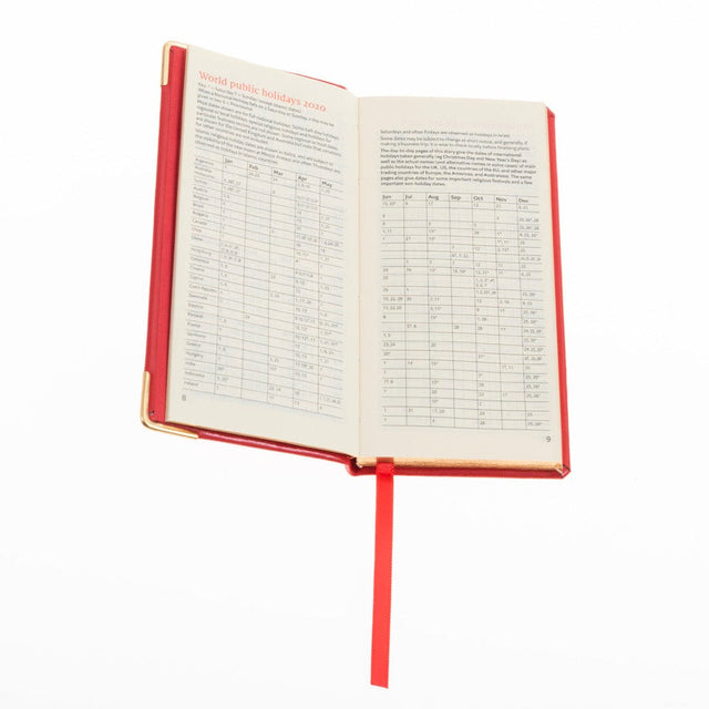 2027 Calendar Year Planner - 12 Month (170mm x 85mm) Week-to-View Diary - Luxury Leather Cover in Red - The Economist Pocket Diary Range (EPDR-27)
