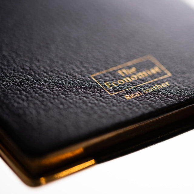 2027 Calendar Year Planner - 12 Month (170mm x 85mm) Week-to-View Diary - Luxury Leather Cover in Black - The Economist Pocket Diary Range (EPDBLK-27)