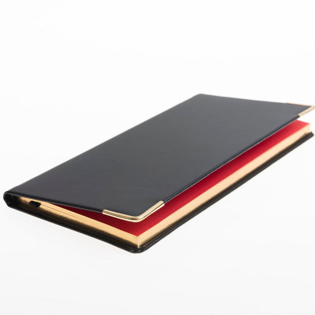 2027 Calendar Year Planner - 12 Month (170mm x 85mm) Week-to-View Diary - Black Fine Grain Leather Cover - The Economist Slimline Diary Range (ESLPDBLK-27)