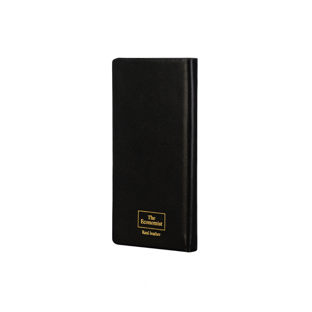 2027 Calendar Year Planner - 12 Month (170mm x 85mm) Week-to-View Diary - Black Fine Grain Leather Cover - The Economist Slimline Diary Range (ESLPDBLK-27)