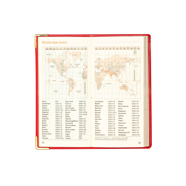 2027 Calendar Year Planner - 12 Month (120mm x 60mm) Week-to-View Diary - Luxury Italian Leather Cover in Red - The Economist Mini Diary Range (EMDR-27)