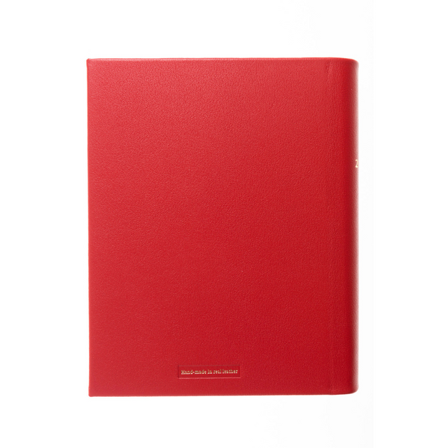 2027 Calendar Year Planner –  12 Month (260 x 210mm) Day-to-Page Diary – Luxury Leather Cover in Red - The Economist Desk Diary Range (EPADR-27)