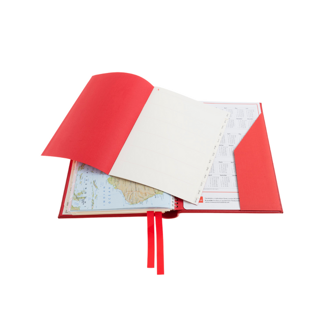 2027 Calendar Year Planner –  12 Month (260 x 210mm) Week-to-View Diary – Luxury Leather Cover in Red - The Economist Desk Diary Range (EDDR-27)