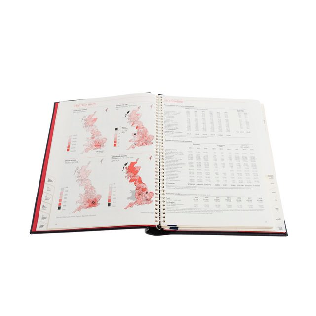 2027 Calendar Year Planner –  12 Month (260 x 210mm) Week-to-View Diary – Luxury Leather Cover in Blue - The Economist Desk Diary Range (EDDBLU-27)
