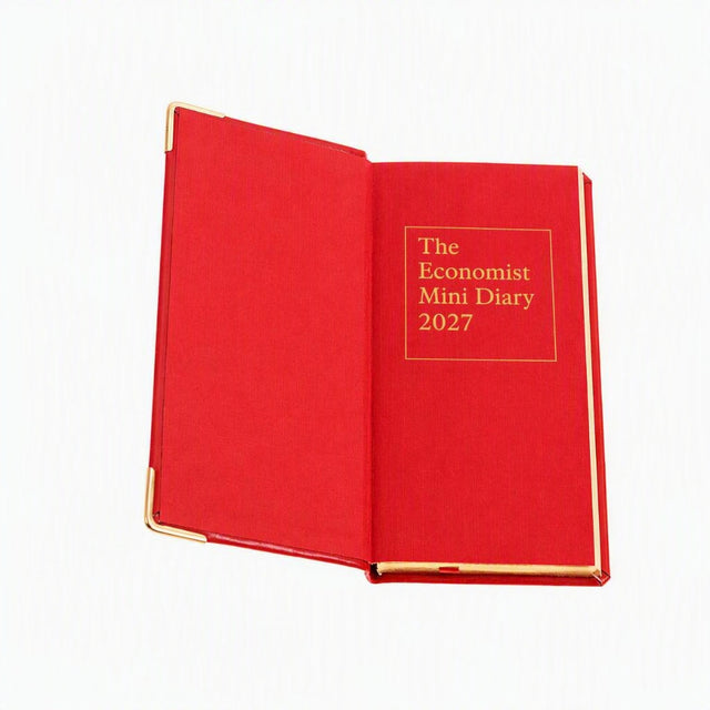 2027 Calendar Year Planner  - 12 Month (120mm x 60mm) Week-to-View Diary - Luxury Italian Leather Cover in Red - The Economist Mini Diary Range (EMDR-27)