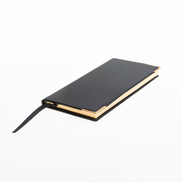 2027 Calendar Year Planner  - 12 Month (120mm x 60mm) Week-to-View Diary - Luxury Italian Leather Cover in Black - The Economist Mini Diary Range (EMDBLK-27)