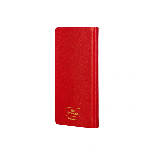 2027 Calendar Year Planner  - 12 Month (120mm x 60mm) Week-to-View Diary - Luxury Italian Leather Cover in Red - The Economist Mini Diary Range (EMDR-27)