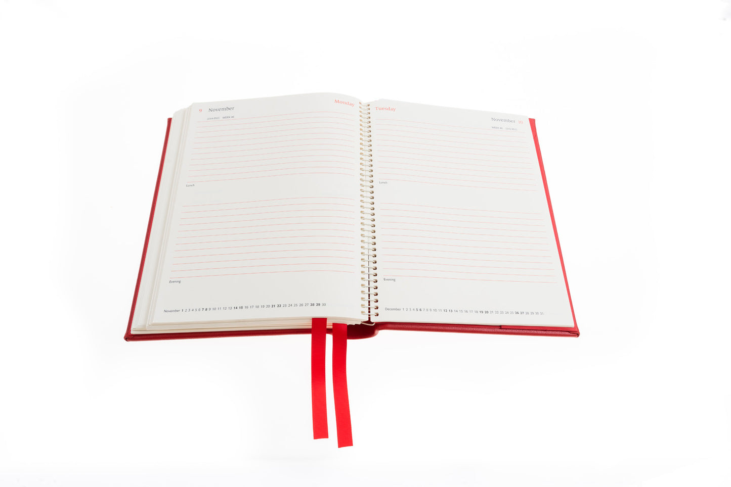 2024 Desk Diary - Day-a-Page Planner  -Red