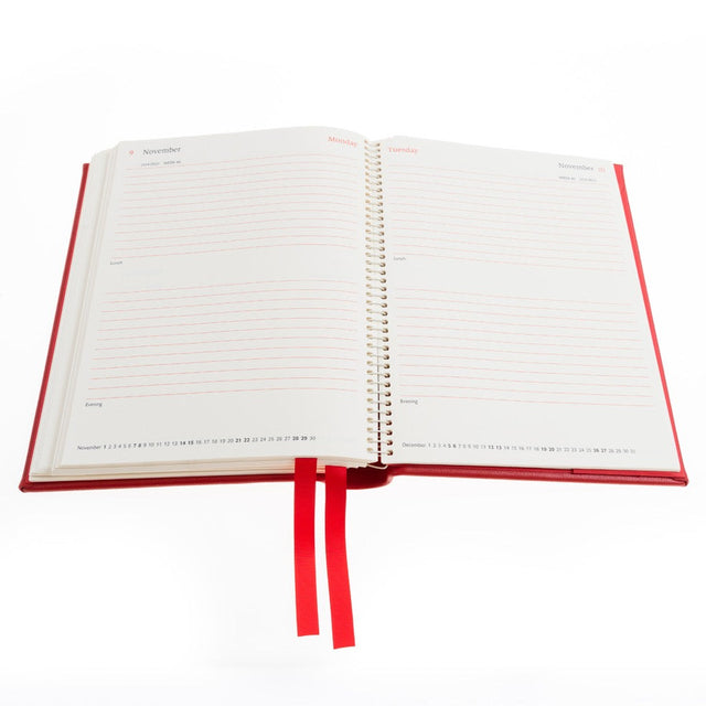 2025 Desk Diary - Day-a-Page Planner  -Red