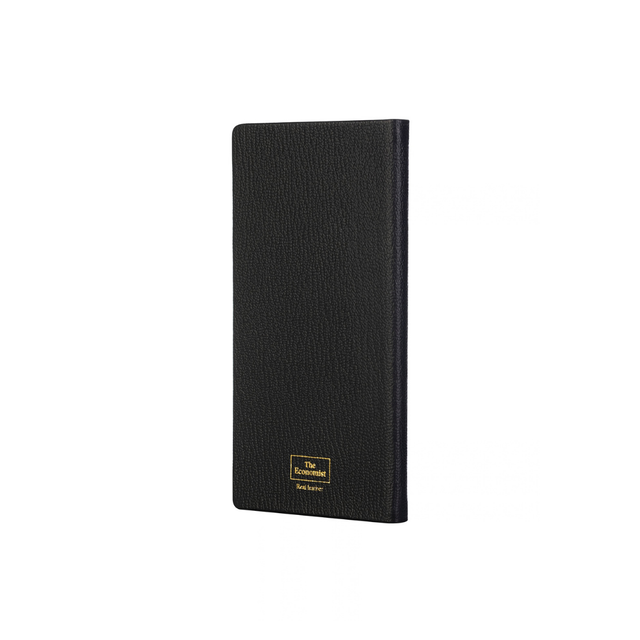 2027 Calendar Year Planner - 12 Month (170mm x 85mm) Week-to-View Diary - Luxury Leather Cover in Black - The Economist Pocket Diary Range (EPDBLK-27)