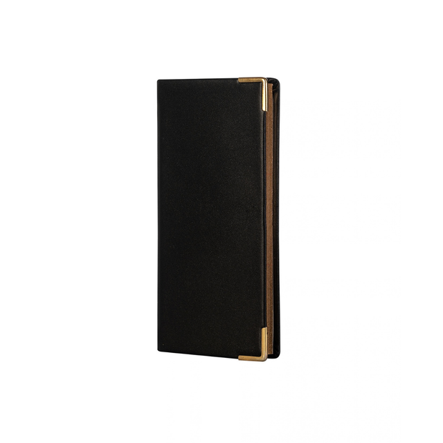2027 Calendar Year Planner - 12 Month (170mm x 85mm) Week-to-View Diary - Black Fine Grain Leather Cover - The Economist Slimline Diary Range (ESLPDBLK-27)