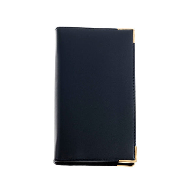 2027 Calendar Year Planner - 12 Month (175mm x 94mm) Week-to-View Diary - Blue Fine Grain Leather Cover - The Economist Wallet Diary Range (EWALDBLU-27)