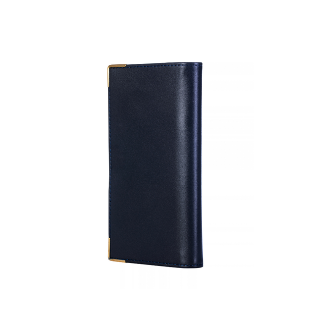 2027 Calendar Year Planner - 12 Month (175mm x 94mm) Week-to-View Diary - Blue Fine Grain Leather Cover - The Economist Wallet Diary Range (EWALDBLU-27)