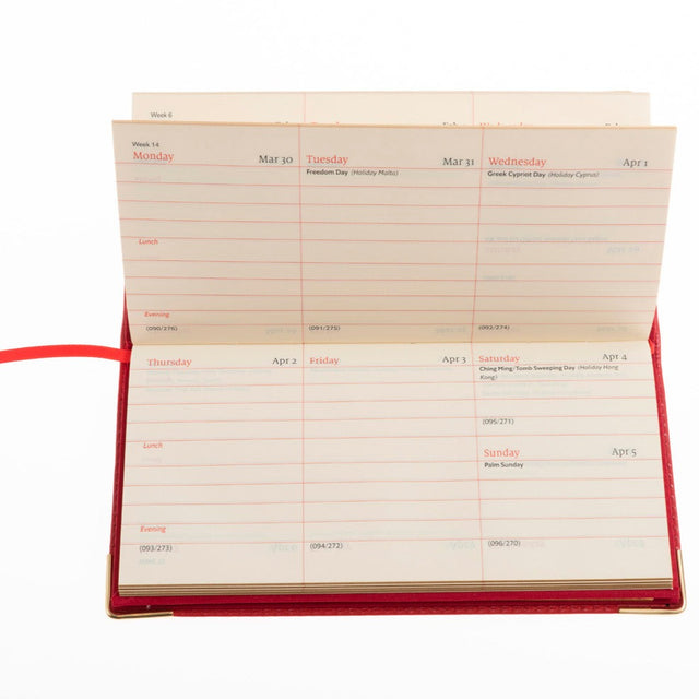 2025 Wallet Diary - Week-to-View Planner -  Red