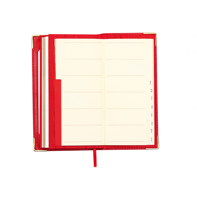 2027 Calendar Year Planner - 12 Month (175mm x 94mm) Week-to-View Diary - Red Fine Grain Leather Cover - The Economist Wallet Diary Range (EWALDR-27)