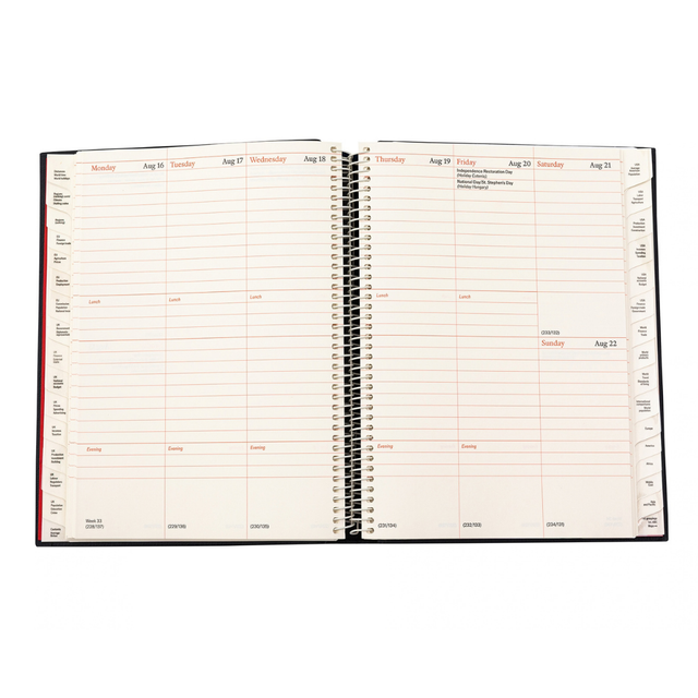 2027 Calendar Year Planner –  12 Month (260 x 210mm) Week-to-View Diary – Luxury Leather Cover in Red - The Economist Desk Diary Range (EDDR-27)