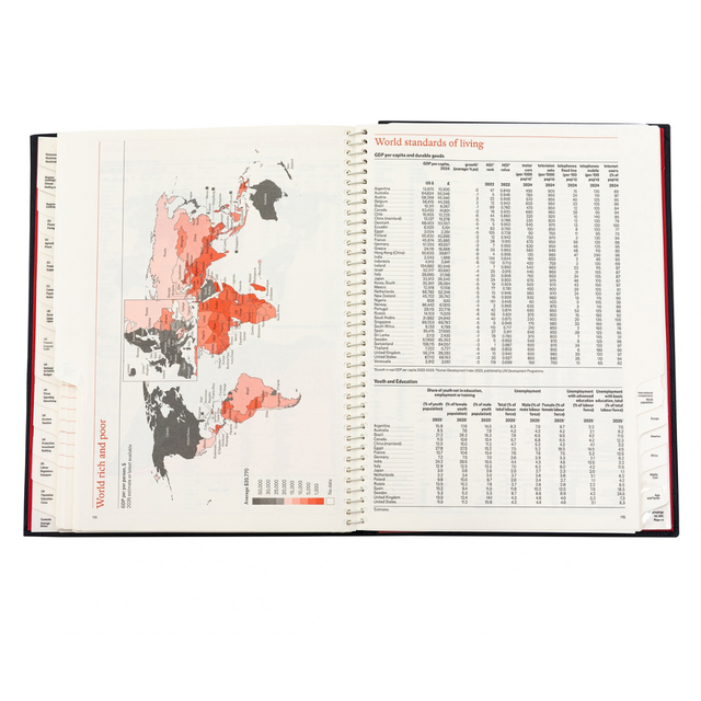 2027 Calendar Year Planner –  12 Month (260 x 210mm) Week-to-View Diary – Luxury Leather Cover in Red - The Economist Desk Diary Range (EDDR-27)
